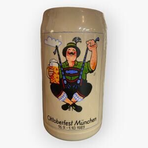 Vintage German Big Signed Beer Stein Oktoberfest Munchen Design T. Weyh